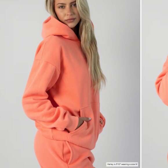 Comfrt Hoodie Adult Medium Coral Orange Signature Sweatshirt Pullover Fleece NEW - Picture 2 of 11